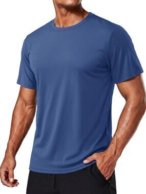 Men’s 03 Blue Grey Quick-Dry Workout T-Shirt – Athletic Running Sun Protection